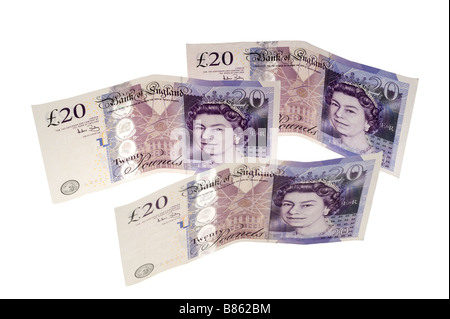 "Bank of England" Pfund 03:20 Noten.  Nur zur redaktionellen Verwendung Stockfoto