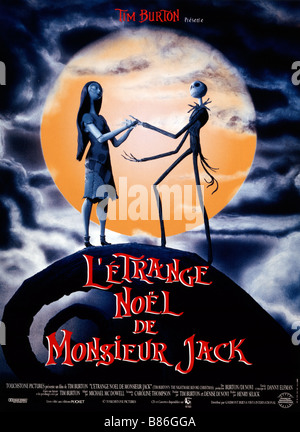 The Nightmare Before Christmas: Jahr: 1993 Regie: Henry Selick Animation Film Poster (Fr) Stockfoto