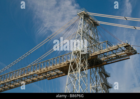 Die Transporter-Brücke über den Fluss Usk in Newport, South Wales Teilansicht Stockfoto