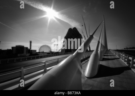 'L'Assut de l ' oder' Brücke und Agora Gebäude. Stadt der Künste und Wissenschaften. Valencia. Spanien Stockfoto