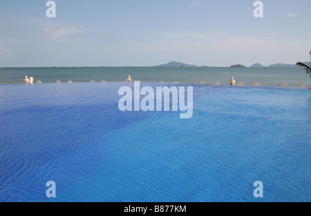 Blaues Wasser in einem Pool direkt am Meer in Panama. Stockfoto