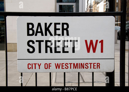 Straßenschild für Baker Street, Westminster, London.  Jan 2009 Stockfoto