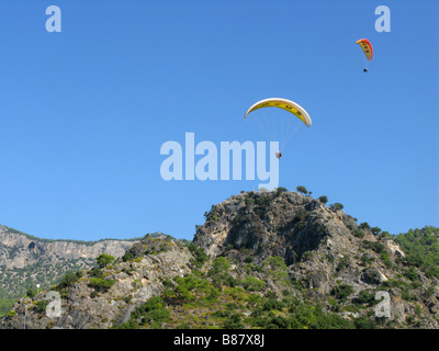 Paragliding, Olu Deniz, Türkei Stockfoto