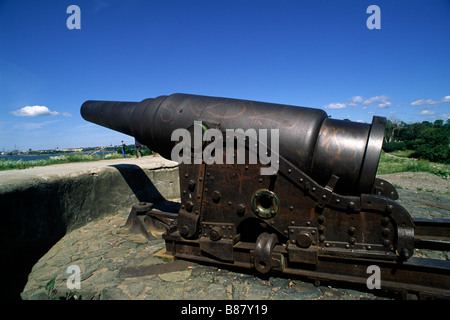 Finnland, Helsinki, Festung Suomenlinna, alte Kanone Stockfoto