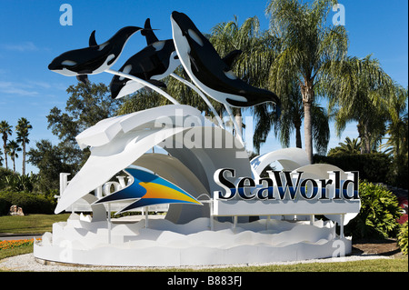 Eingang zum SeaWorld, Orlando, Zentral-Florida, USA Stockfoto