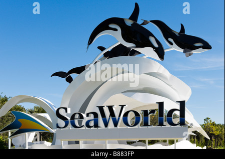 Eingang zum SeaWorld, Orlando, Zentral-Florida, USA Stockfoto