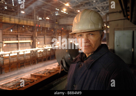 Arbeitnehmer bei Donezk Stahlwerk in der Ostukraine das Stahlwerk von ISTIL Gruppe betrieben wird Stockfoto