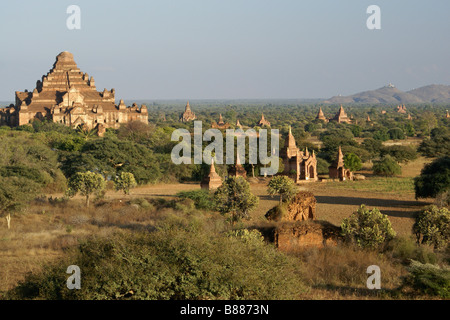 Am späten Nachmittag Licht auf die Tempel und Pagoden von Bagan (Pagan), Myanmar (Burma) Stockfoto