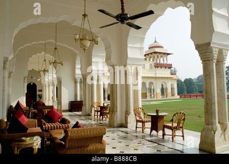 Rambagh Palace Hotel, ehemalige Maharaja Palast, Rajasthan, Indien Stockfoto