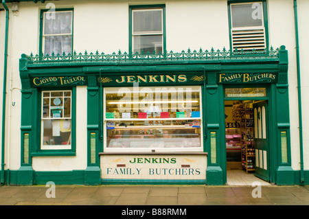 Jenkins Familie Metzger-Shop in der Carmarthenshire Stadt Newcastle Emlyn West Wales Stockfoto