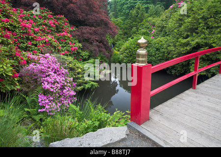 Seattle, WA: Kubota Gärten - Herz-Brücke überspannt die Halskette Teiche Stockfoto