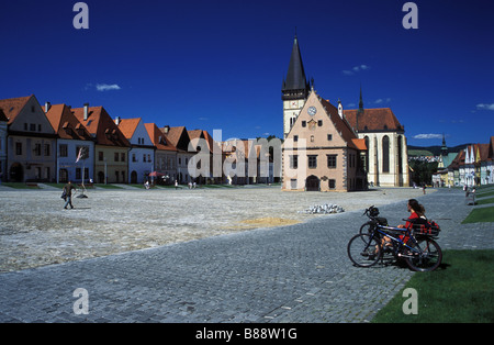 Marktplatz in Bardejov, Slowakei Stockfoto