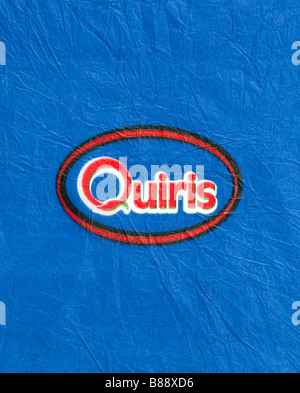 Zitrusfrucht-Wrapper aus Spanien - Oval Logo Abbildung auf blauen Seidenpapier. Stockfoto