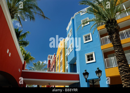 Bunte Architektur ist reichlich in Willemstad, Curaçao, Niederländische Antillen. Stockfoto