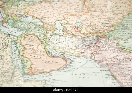 Jahrgang 1907 Copyright abgelaufen Karte von Europa und Asien Stockfoto