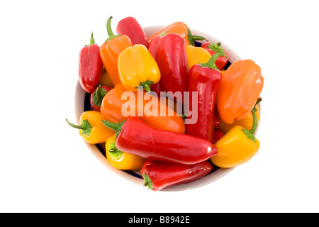 Platte mit verschiedene Paprika, Isolated On White Stockfoto