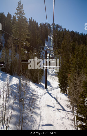 Olympic Valley, Kalifornien; Skilift Stockfoto