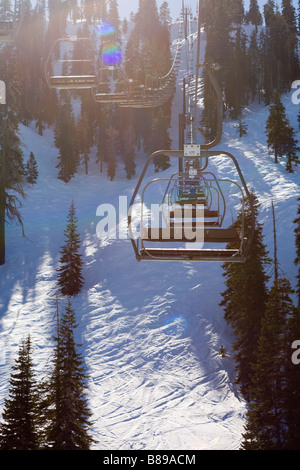 Olympic Valley, Kalifornien; Skilift Stockfoto