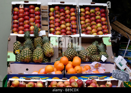 Obst zum Verkauf an der Borough Market London Februar 2009 Stockfoto