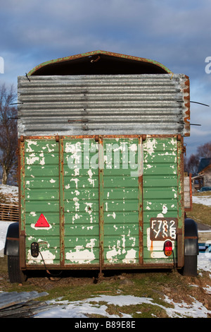 Alte grüne Pferdeanhänger Stockfoto