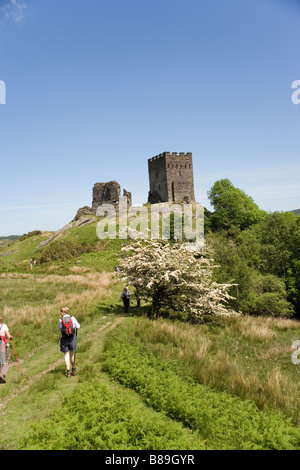 Dolwyddelan Burg liegt auf einem Hügel mit Blick auf die A470 Straße in der Nähe von Dolwyddelan Dorf in Conway County im Norden von Wales. Stockfoto