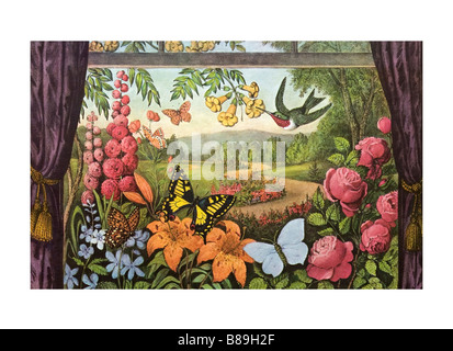 Verbesserten Currier und Ives print Stockfoto