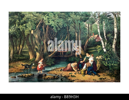 Verbesserten Currier und Ives print Stockfoto