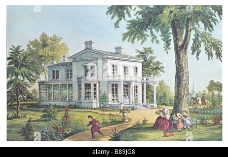 Verbesserten Currier und Ives print Stockfoto