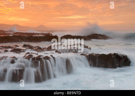 Sonnenuntergang von El Confital in der Nähe von Las Palmas an der Nordküste von Gran Canaria Stockfoto