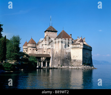 Der Schweiz Genfersee Montreux Chateau de Chillon Stockfoto