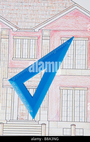 ein Foto von blau druckt Hauptpläne Stockfoto