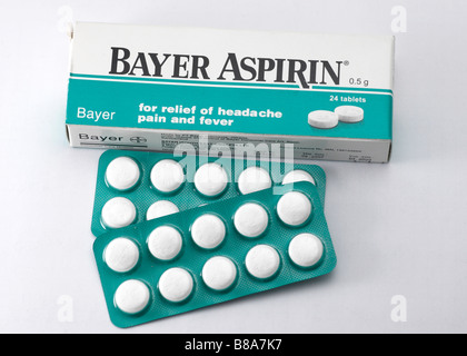 Bayer Aspirin-Tabletten Stockfoto