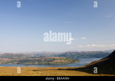 Loch Kishorn, Blick von der Bealach Na Ba, Gebirgspass, der Applecross Halbinsel, Wester Ross Schottisches Hochland Stockfoto