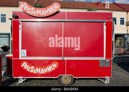 Wurst-Wagen in Martenstorget, Lund, Schweden Stockfoto