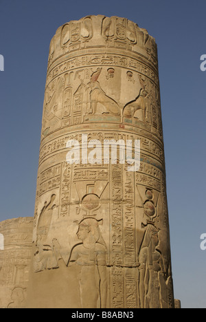 Eine Säule in Kom Ombo Tempel auf dem Nil in Ägypten Stockfoto