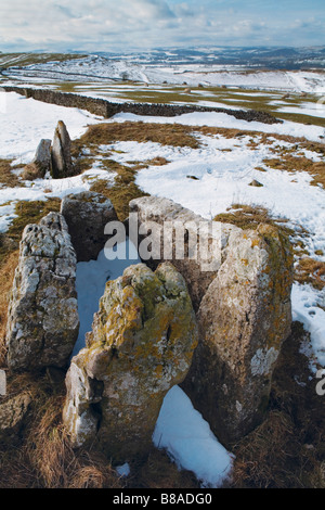Fünf Brunnen neolithischen gekammert Grab, Peak District National Park, Derbyshire, UK Stockfoto