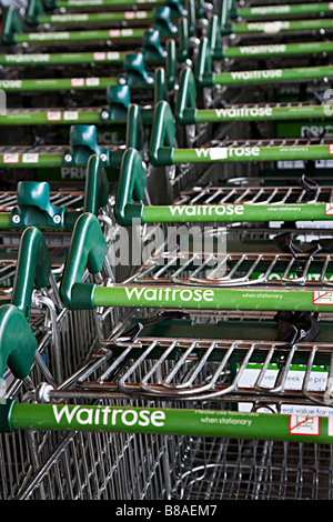 Waitrose-Supermarkt Einkaufswagen Llanfoist Wales UK Stockfoto