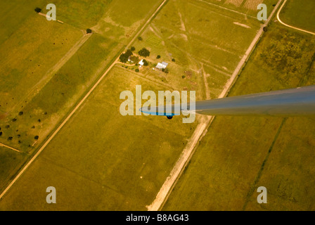 Segelflugzeug Flugzeug Blick aus Cockpit über ländlichen Texas Stockfoto
