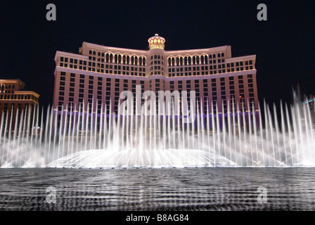 Bellagio Hotel und Casino in der Nacht Stockfoto