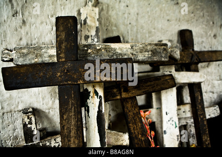 Kreuze auf einem Friedhof in Nebaj Western Highlands Guatemala Stockfoto