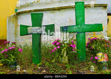 Kreuze auf einem Friedhof in Nebaj Western Highlands Guatemala Stockfoto