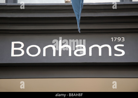 Das Schild über das Auktionshaus Bonhams in New Bond Street, London. Jan 2009 Stockfoto