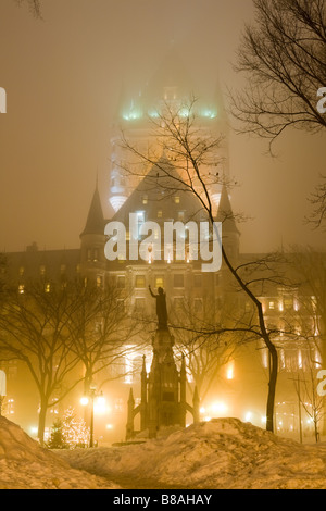 Place de Armes und Chateau Frontenac in alten Quebec City, Kanada Stockfoto