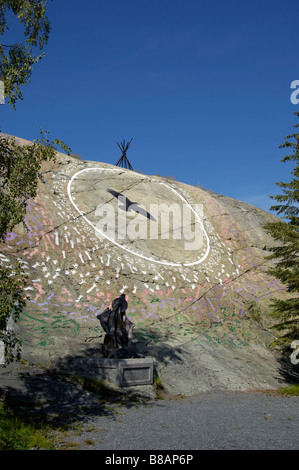 Multikulturelle Wandbild reflektieren Aborigines, Englisch Französisch Völker, Yellowknife, Northwest Territories Stockfoto