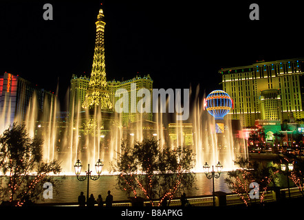 Paris, Aladdin, Bally's Bellagio Fountains Las Vegas Blvd, Nevada Stockfoto