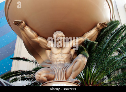 Goldene Statue im MGM Grand Hotel in Las Vegas Nevada, USA Stockfoto