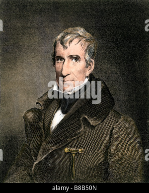 William Henry Harrison, Präsident der USA 1841. Hand - farbige Gravur Stockfoto