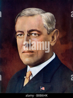 Woodrow Wilson President of the United States. Halftone of a hand-tinted photograph Stockfoto