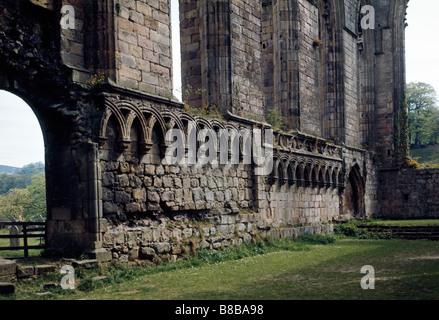 Bolton Abbey Yorkshire. Ruinen des 12. Jahrhunderts Augustiner Kloster. Arcading Stockfoto