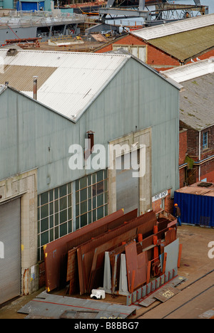 industrielle Lagerung bei Pendennis Shipyard, Falmouth, Cornwall, uk Stockfoto